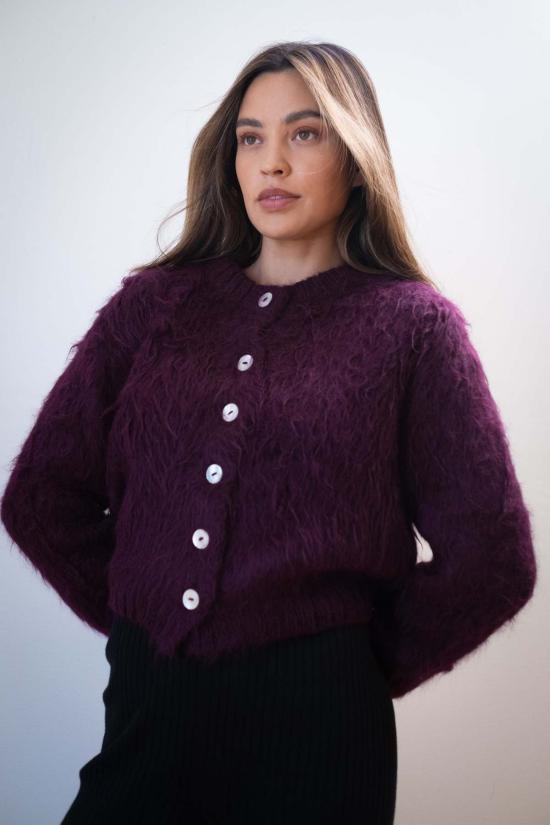  마리아 스탠리 가디건 브러시드 카디 잼