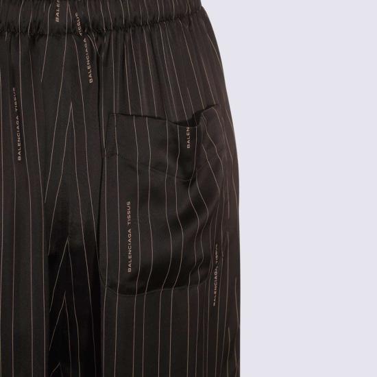 발렌시아가 스트레이트 팬츠 블랙 앤 브라운 - BALENCIAGA