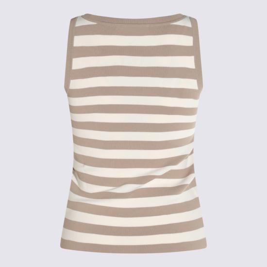  막스마라 민소매 티셔츠 Max Mara Pentola  화이트/베이지 - MAX MARA