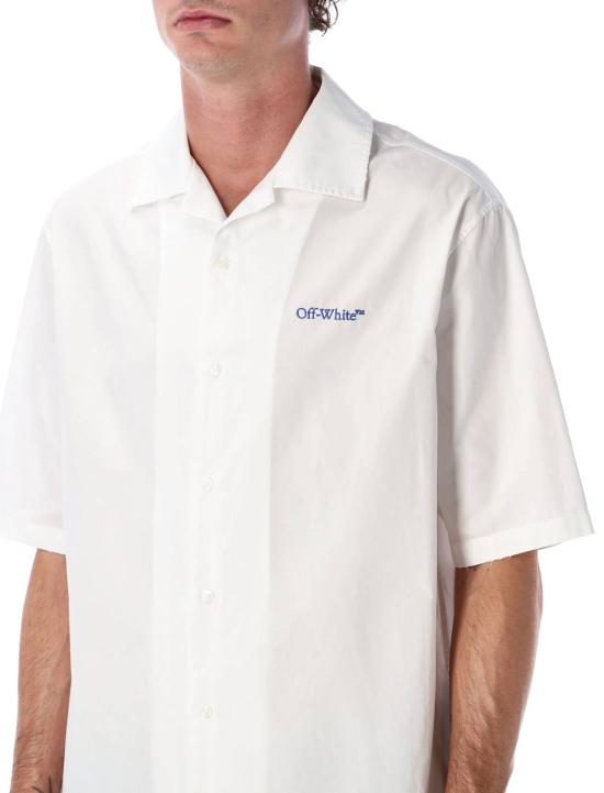  오프화이트 탑 브러시 애로우 포플린 볼링 셔츠 (자수 로고 포함) 화이트 - OFF WHITE
