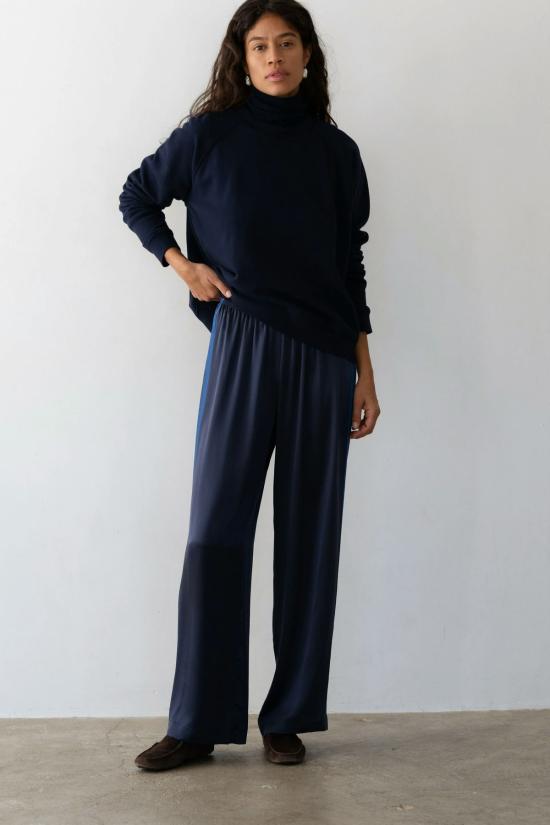  도니 스트레이트 팬츠 . 실크 스트라이프 심플 - DONNI.