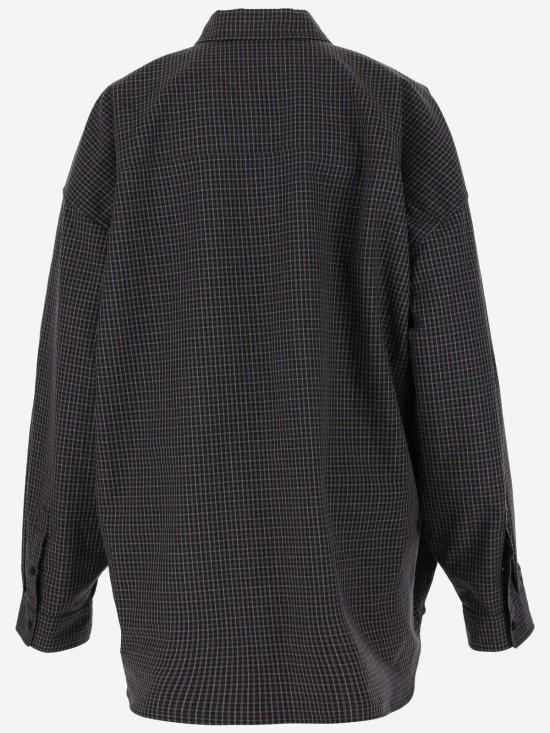  발렌시아가 긴팔 셔츠 체크 오버 레드 - BALENCIAGA