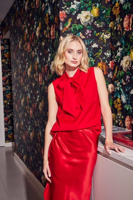  Lindsay Nicholas New York 블라우스 린지 니콜라스 뉴욕 보우  레드 - OTHER BRANDS