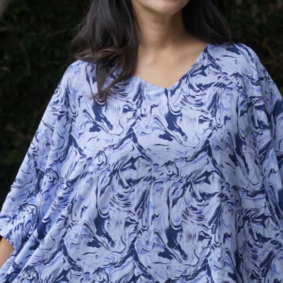  카시 코옵 롱 원피스 Kasih Coop 카프탄 드레스 블루 마블 - KASIH COOP