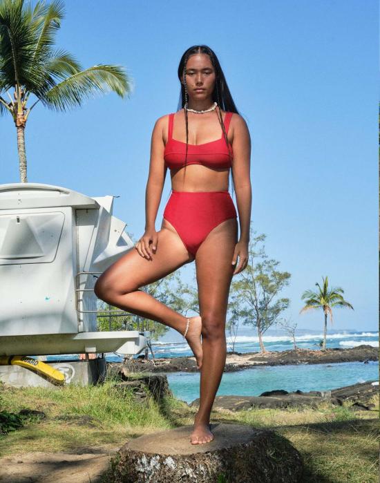  갈라마르 비키니 수영복 하이 바텀 스칼렛