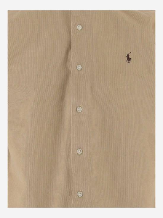  랄프 로렌 긴팔 셔츠 베이지 코듀로이 셔츠 코스탈 베이지 - RALPH LAUREN