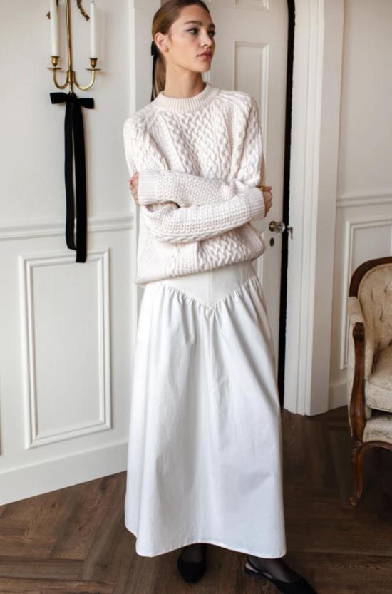  에머슨 프라이 롱 스커트 어 라인 맥시 스커트 화이트 스완 - EMERSON FRY