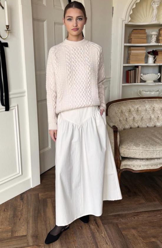  에머슨 프라이 롱 스커트 어 라인 맥시 스커트 화이트 스완