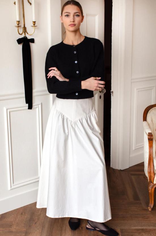  에머슨 프라이 롱 스커트 어 라인 맥시 스커트 화이트 스완 - EMERSON FRY