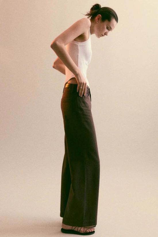  피스톨라 데님 팬츠 Jadyn 로우 슬렁 팔라조 진 Bruna