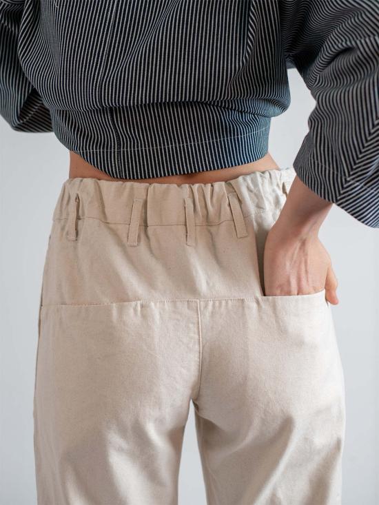  에블린 스트레이트 팬츠 아벨린 캔버스 가든 팬츠 내추럴 - A B E L I N E