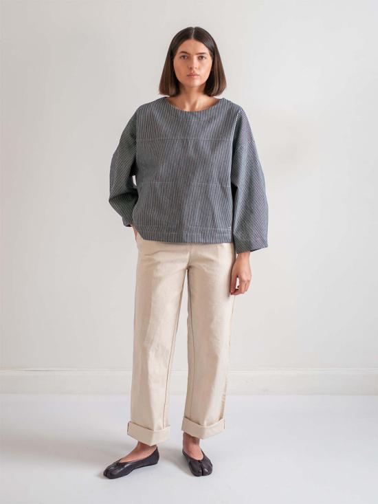  에블린 스트레이트 팬츠 아벨린 캔버스 가든 팬츠 내추럴 - A B E L I N E