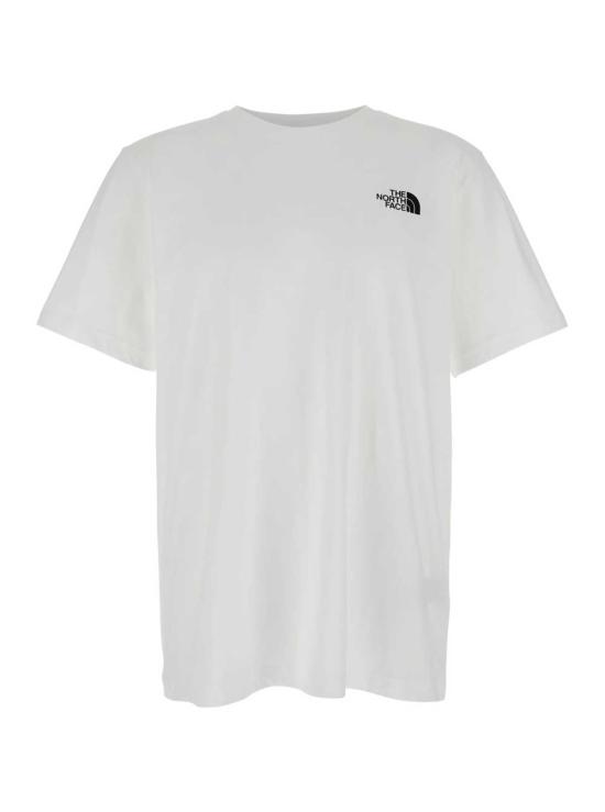  노스페이스 반팔 티셔츠 앞면에 로고 프린트, 뒷면에 대형 로고가 있는  티셔츠 (화이트)