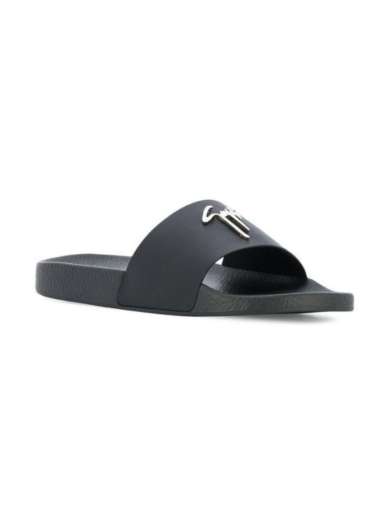  쥬세페자노티 샌들 주세페 자노티 로고 플라크 슬라이드 블랙 - GIUSEPPE ZANOTTI