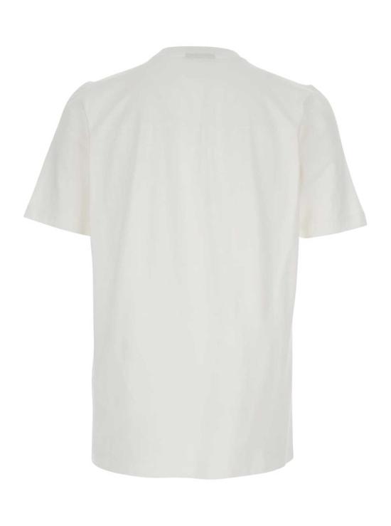  디스퀘어드2 반팔 티셔츠 Dsquared2 자수 로고가 가슴 부분에 있는 흰색 티셔츠 - DSQUARED2