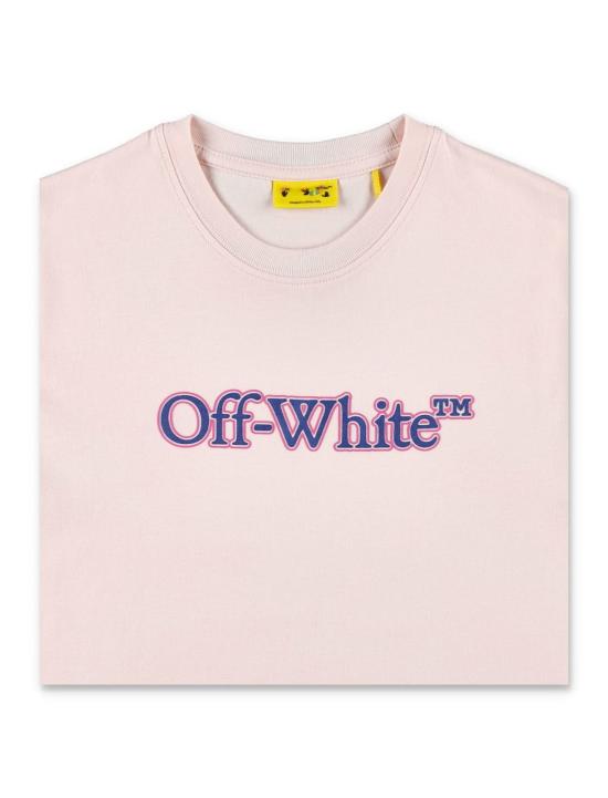  [키즈] 오프화이트 탑 로고 티셔츠 (장미색) (어린이용) - OFF WHITE