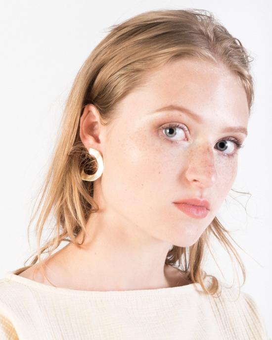  루이니 이어링 불규칙 디스크 귀걸이 (황동 소재)