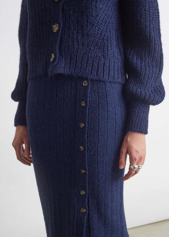  일레븐 식스 미디 스커트 샤야 스커트 네이비 - ELEVEN SIX