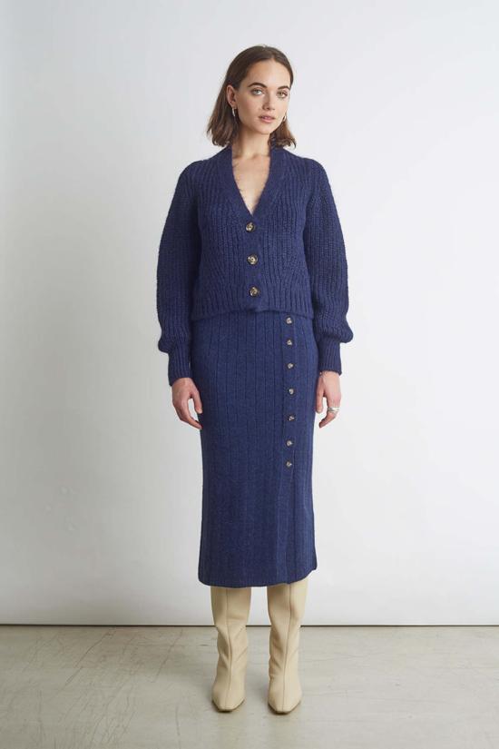  일레븐 식스 미디 스커트 샤야 스커트 네이비 - ELEVEN SIX