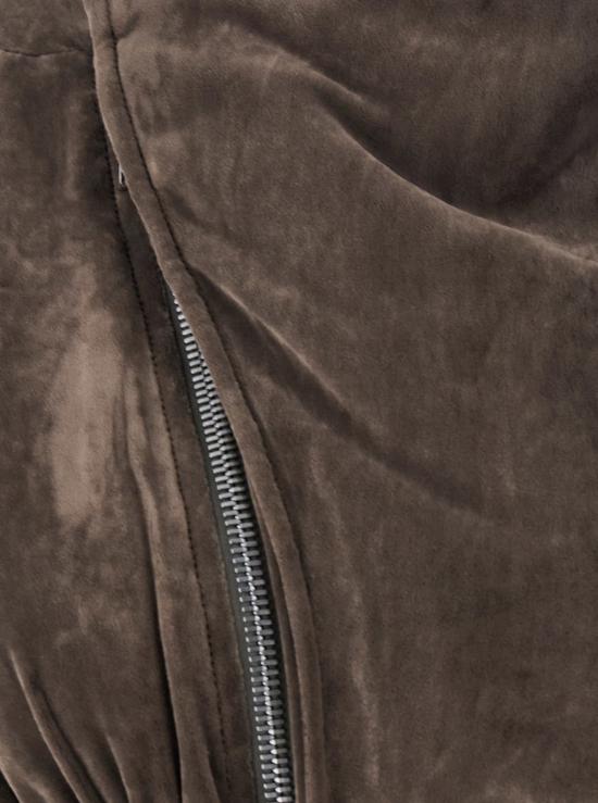  릭 오웬스 가죽 자켓 할리우드 크롭 재킷, 앞지퍼 여밈, 비스코스 혼방 소재, 브라운 색상 - RICK OWENS