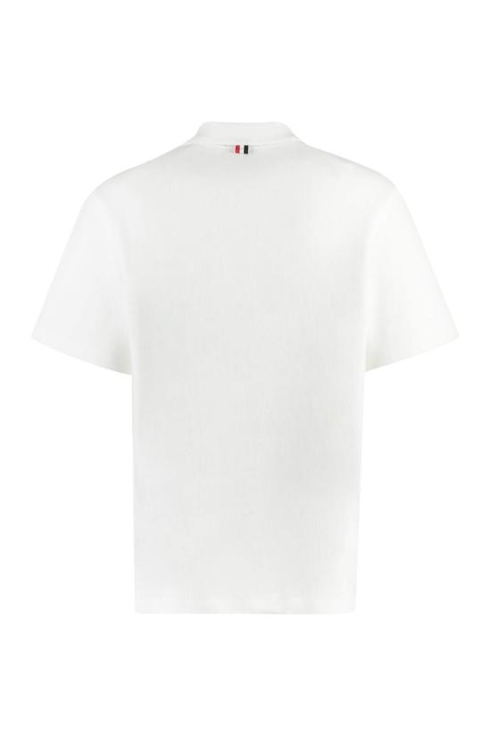  톰브라운 반팔 티셔츠 톰 브라운 반팔 면 폴로 셔츠 화이트 - THOM BROWNE