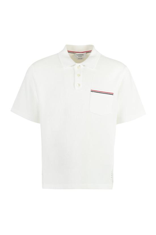  톰브라운 반팔 티셔츠 톰 브라운 반팔 면 폴로 셔츠 화이트
