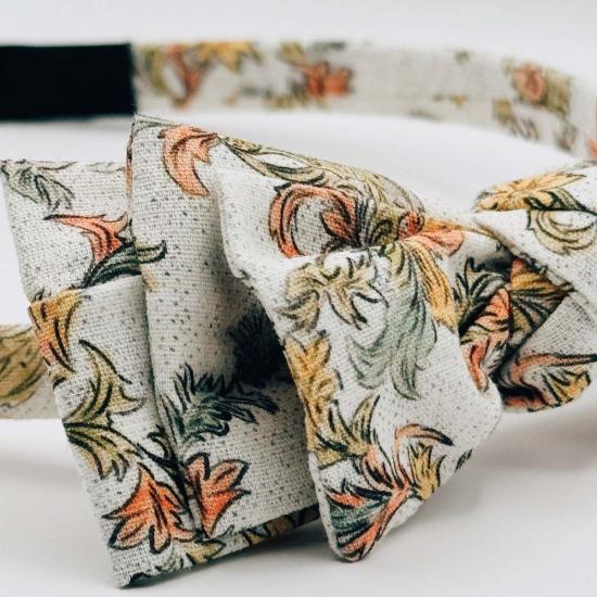  [키즈] Piper&Cloth 헤어 액세서리 키즈 파이퍼앤클로스 쓰리 리틀 보우 헤어밴드 머스타드/세이지 블로섬 - PIPER&CLOTH