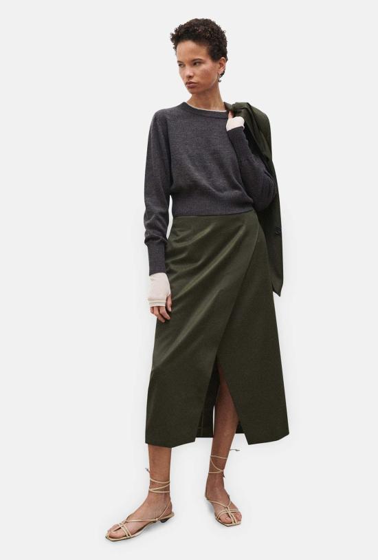  실크 런드리 스웨터 크롭 크루넥 그래닛 멜란지