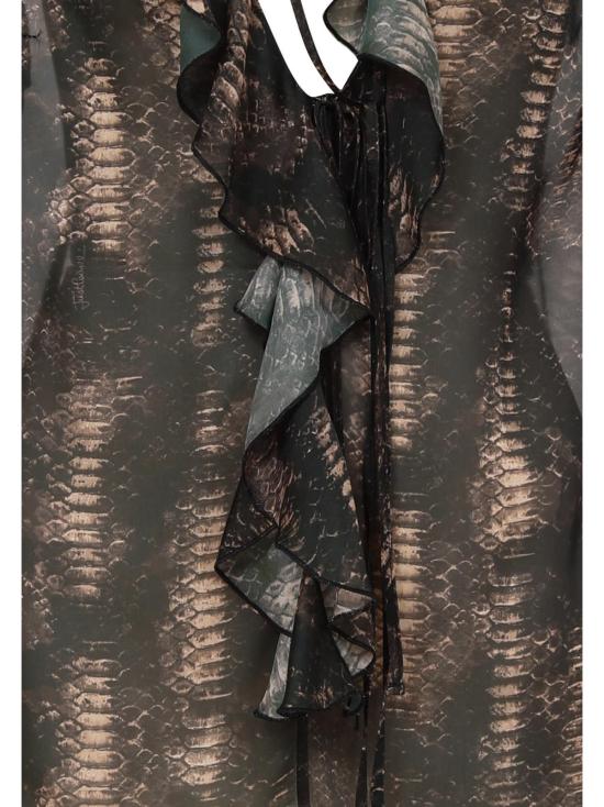  로베르토 카발리 블라우스 저스트 카발리 셔츠 브라운 - ROBERTO CAVALLI