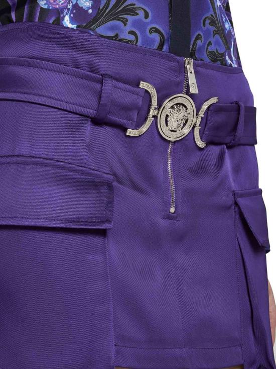  베르사체 숏 스커트 메두사 95 카고 미니 스커트 퍼플 - VERSACE