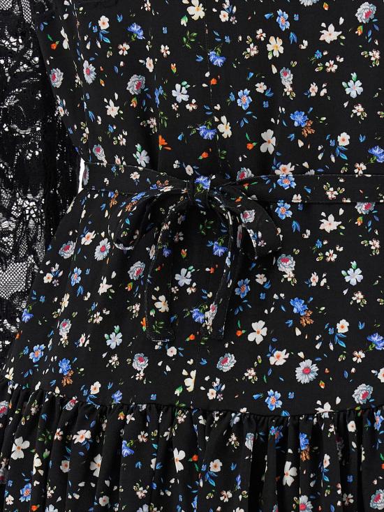  파코라반 숏 원피스 라반느 플로럴 레이스 드레스 블랙 - PACO RABANNE