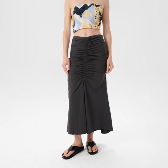  마리아 셰르 롱 스커트 세이보 리브 스커트 차콜 - MARIA CHER