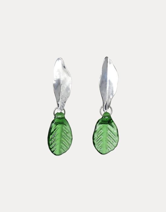  클레드 이어링 잎 귀걸이 (은) - CLED