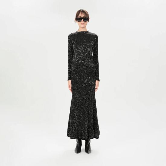  마리아 셰르 롱 스커트 카예타노 미네르바 스커트 블랙 앤 실버