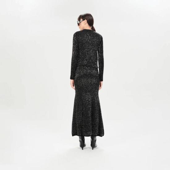  마리아 셰르 롱 스커트 카예타노 미네르바 스커트 블랙 앤 실버 - MARIA CHER