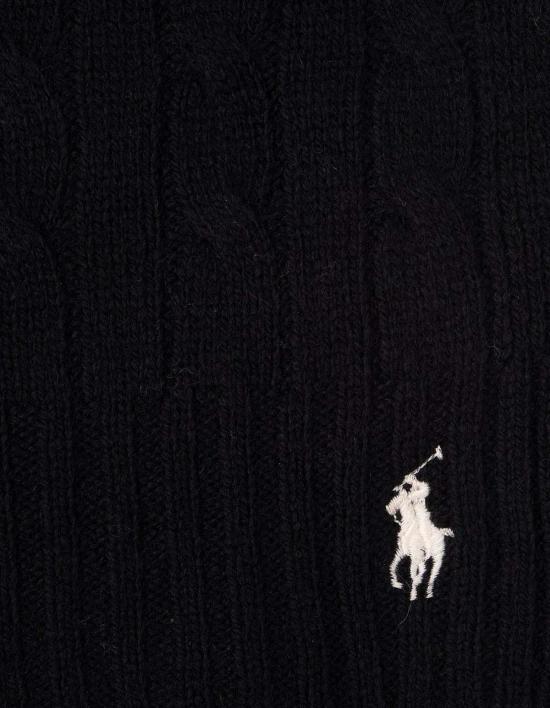  랄프 로렌 머플러/스카프 케이블 니트 울 캐시미어 스카프 블랙 - RALPH LAUREN