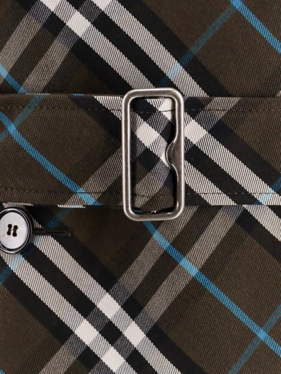  버버리 트렌치 코트 코튼 체크 트렌치 레인코트 블랙/멀티컬러 - BURBERRY