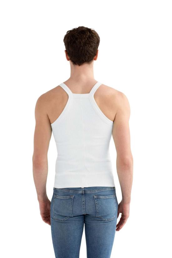  팽 민소매 티셔츠 팡 에센셜 리브드 탱크탑 화이트 - FANG