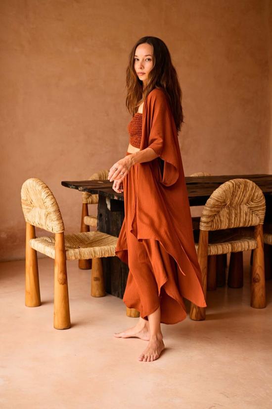  핑크 헤일리 자켓 카이아 플로이 키모노 랩 더스터 - PINK HALEY