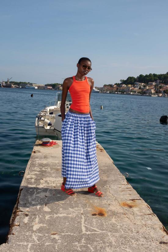  언타이틀드 인 모션 롱 스커트 제목 없음 모션 알마 스커트 Ios 체크 - UNTITLED IN MOTION