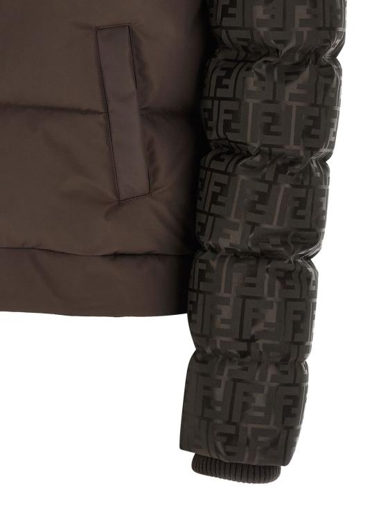  펜디 봄버 자켓 FF 나일론 다운 재킷 브라운 - FENDI