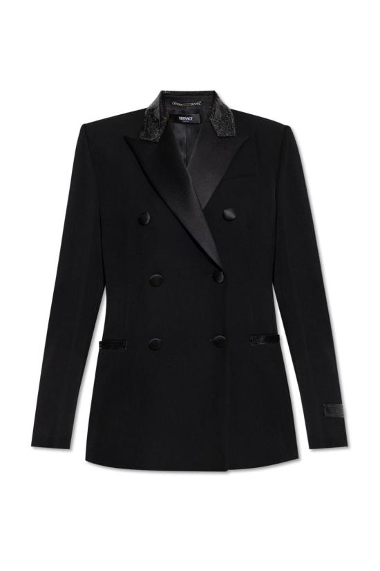  베르사체 수트 자켓 반짝이는 아플리케 장식이 있는  블랙 블레이저