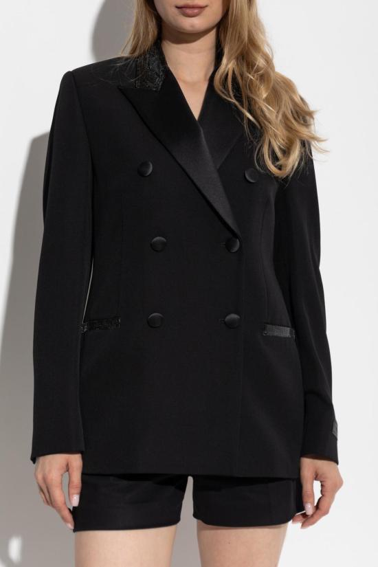  베르사체 수트 자켓 반짝이는 아플리케 장식이 있는  블랙 블레이저 - VERSACE