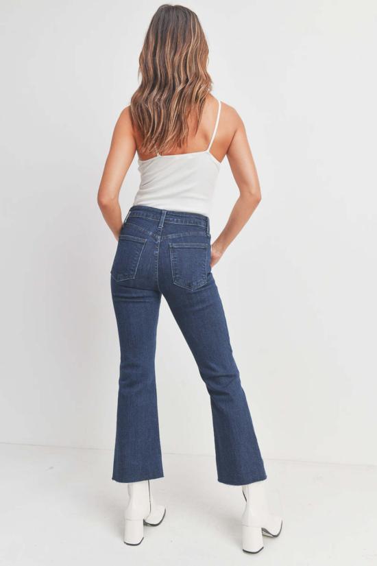  저스트 블랙 데님 데님 팬츠 시저 크롭 플레어 - JUST BLACK DENIM