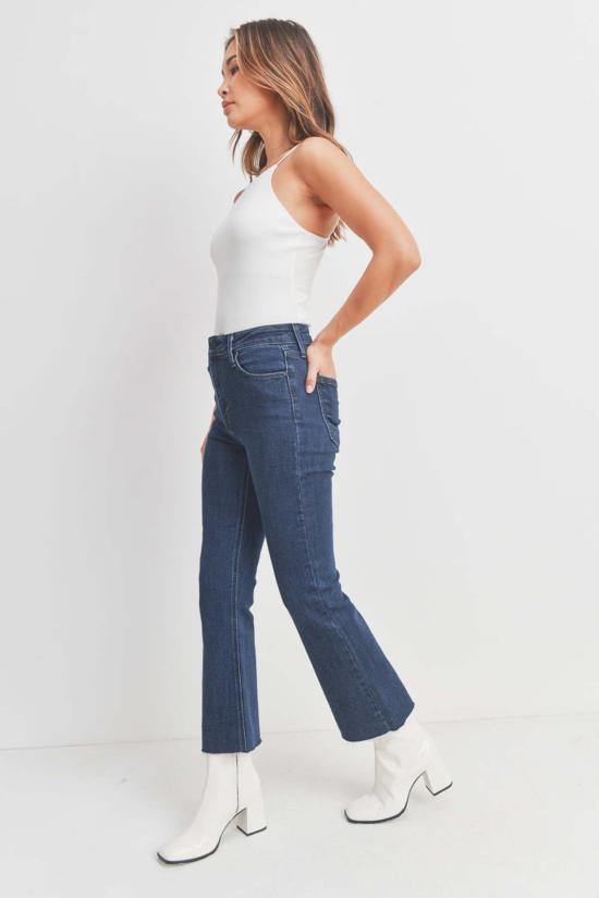  저스트 블랙 데님 데님 팬츠 시저 크롭 플레어 - JUST BLACK DENIM