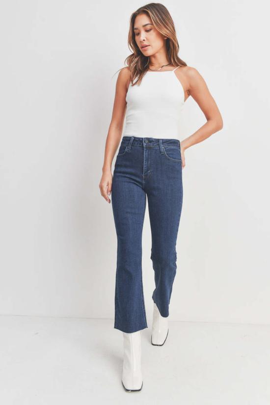  저스트 블랙 데님 데님 팬츠 시저 크롭 플레어 - JUST BLACK DENIM