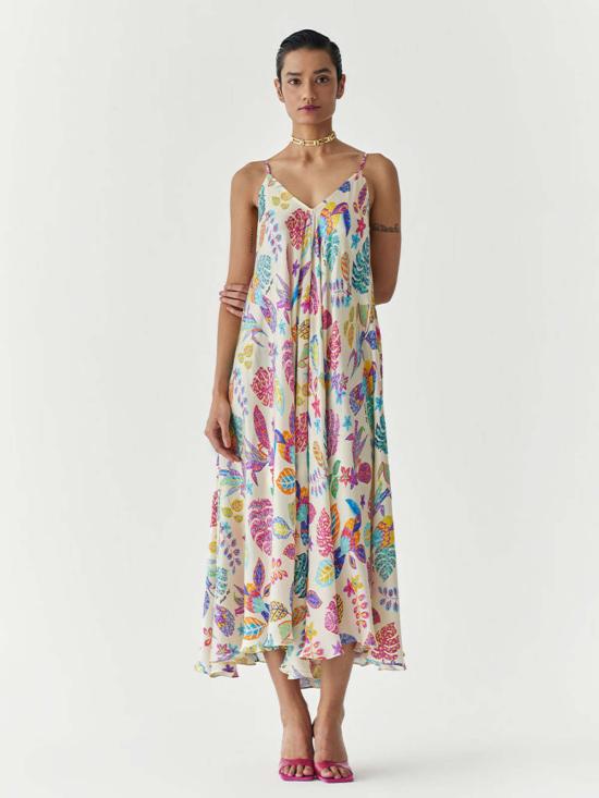  이키비 롱 원피스 아마존 스트랩 드레스 오프 화이트 - IKKIVI