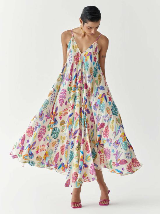  이키비 롱 원피스 아마존 스트랩 드레스 오프 화이트