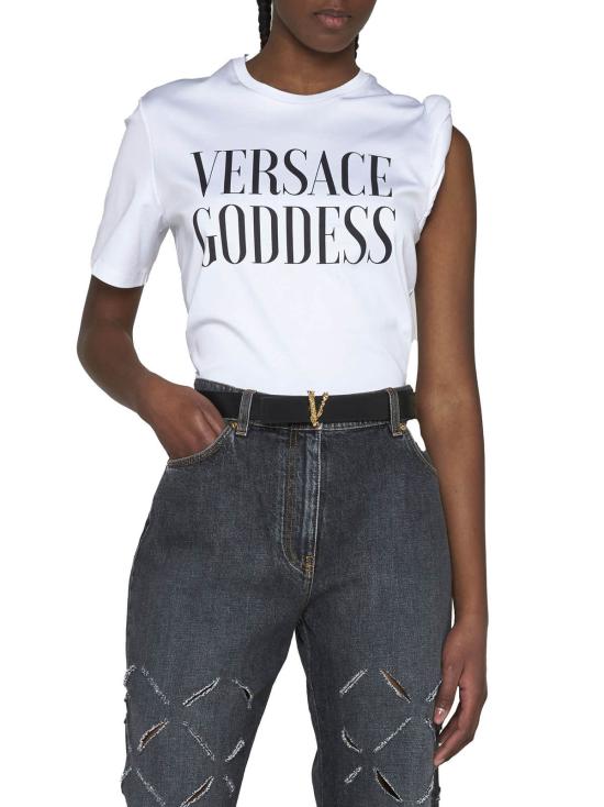  베르사체 반팔 티셔츠 여신 티셔츠 옵티컬 화이트 - VERSACE
