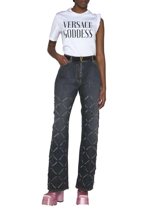  베르사체 반팔 티셔츠 여신 티셔츠 옵티컬 화이트 - VERSACE